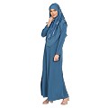 Simple abaya with a matching Instant Hijab- French Blue Simple abaya with a matching Instant Hijab- French Blue